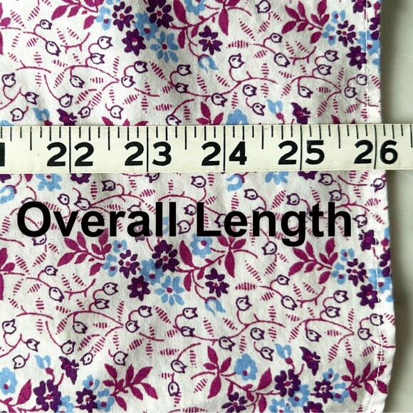 LL Bean Purple Blue White Floral Button-Front Shirt Long Sleeve-Women's Large - Picture 13 of 13